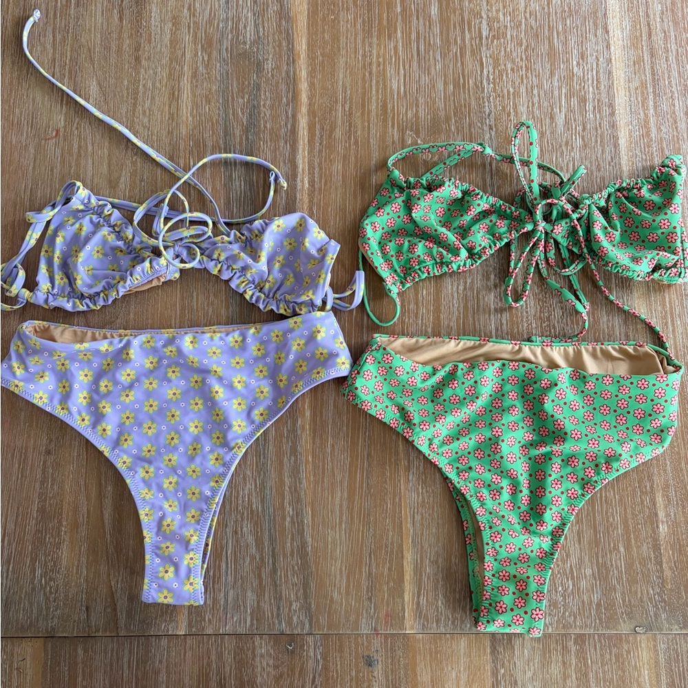 Hey Harper Floral Bikini Set in Purple and Green